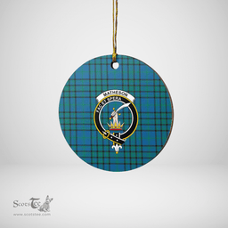 Scottish Matheson Hunting Ancient Clan Tartan Ceramic Ornament - Crest Round Style Scottish Plaid Tartan Plaid