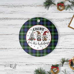 Scottish Baillie Modern Clan Tartan Ceramic Ornament - Gnome Round Style Scottish Plaid Tartan Plaid