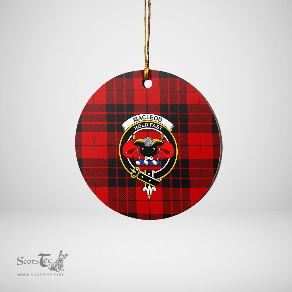 Scottish MacLeod of Raasay Clan Tartan Crest Round Ceramic Ornament