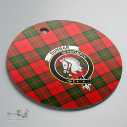 Scottish Dunbar Modern Clan Tartan Crest Round Ceramic Ornament