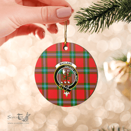 Scottish MacLaine of Loch Buie Clan Tartan Crest Round Ceramic Ornament