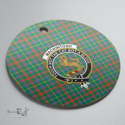 Scottish MacKintosh Hunting Ancient Clan Tartan Crest Round Ceramic Ornament