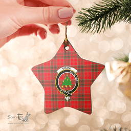Scottish Grant Weathered Clan Tartan Crest Star Ceramic Ornament