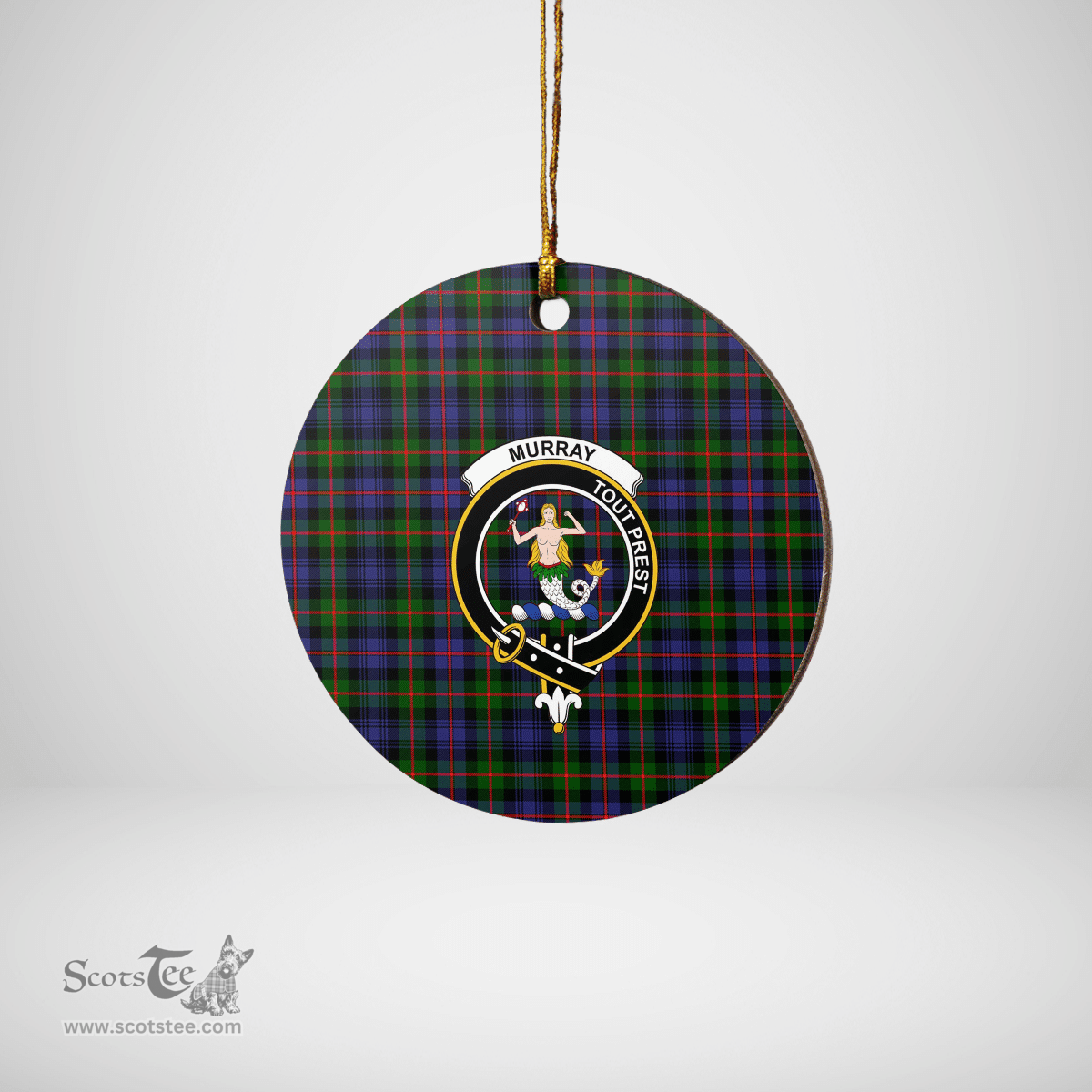 Scottish Murray of Atholl Modern Clan Tartan Ceramic Ornament - Crest Round Style Scottish Plaid Tartan Plaid