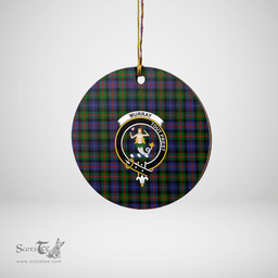 Scottish Murray of Atholl Modern Clan Tartan Ceramic Ornament - Crest Round Style Scottish Plaid Tartan Plaid