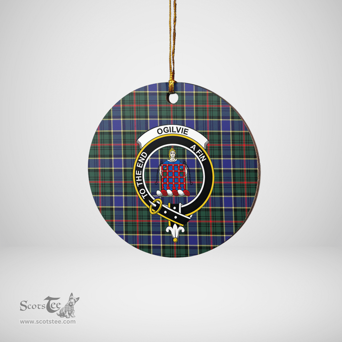 Scottish Ogilvie Hunting Modern Clan Tartan Ceramic Ornament - Crest Round Style Scottish Plaid Tartan Plaid