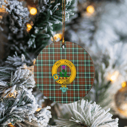 Scottish Thomson Hunting Modern Clan Tartan Ceramic Ornament - Crest Round Style Scottish Plaid Tartan Plaid