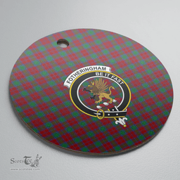 Scottish Fotheringham Clan Tartan Crest Round Ceramic Ornament