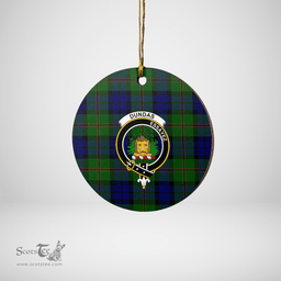 Scottish Dundas Modern Clan Tartan Crest Round Ceramic Ornament