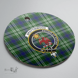Scottish Spottiswood (Tweedside) Clan Tartan Ceramic Ornament - Crest Round Style Scottish Plaid Tartan Plaid