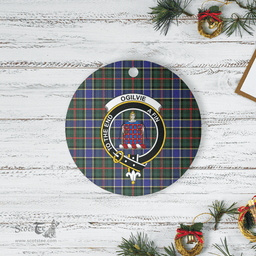 Scottish Ogilvie Hunting Modern Clan Tartan Ceramic Ornament - Crest Round Style Scottish Plaid Tartan Plaid