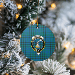 Scottish Matheson Hunting Ancient Clan Tartan Ceramic Ornament - Crest Round Style Scottish Plaid Tartan Plaid