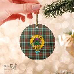 Scottish Thomson Hunting Modern Clan Tartan Ceramic Ornament - Crest Round Style Scottish Plaid Tartan Plaid