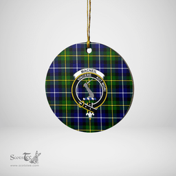 Scottish MacNeil of Barra Modern Clan Tartan Crest Round Ceramic Ornament