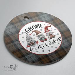 Scottish Blackwatch Weathered Clan Tartan Ceramic Ornament - Gnome Round Style Scottish Plaid Tartan Plaid
