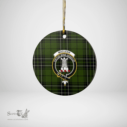 Scottish MacLean Hunting Clan Tartan Crest Round Ceramic Ornament