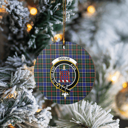 Scottish Ogilvie Hunting Modern Clan Tartan Ceramic Ornament - Crest Round Style Scottish Plaid Tartan Plaid