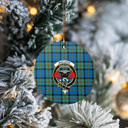 Scottish MacLeod of Harris Ancient Clan Tartan Crest Round Ceramic Ornament