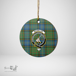 Scottish MacMillan Hunting Ancient Clan Tartan Crest Round Ceramic Ornament
