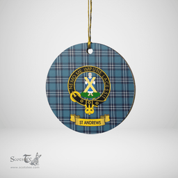Scottish Earl of St Andrews Clan Tartan Crest Round Ceramic Ornament