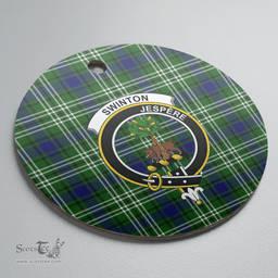 Scottish Swinton (Tweedside) Clan Tartan Ceramic Ornament - Crest Round Style Scottish Plaid Tartan Plaid