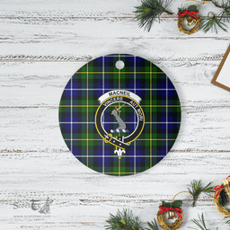 Scottish MacNeil of Barra Modern Clan Tartan Crest Round Ceramic Ornament