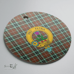 Scottish Thomson Hunting Modern Clan Tartan Ceramic Ornament - Crest Round Style Scottish Plaid Tartan Plaid