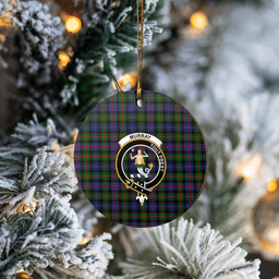 Scottish Murray of Atholl Modern Clan Tartan Ceramic Ornament - Crest Round Style Scottish Plaid Tartan Plaid