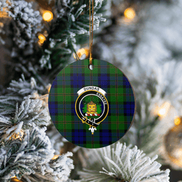 Scottish Dundas Modern Clan Tartan Crest Round Ceramic Ornament