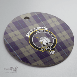Scottish Cunningham Dress Blue Dancers Clan Tartan Crest Round Ceramic Ornament