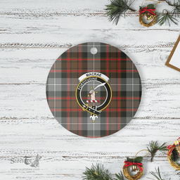Scottish MacRae Hunting Weathered Clan Tartan Ceramic Ornament - Crest Round Style Scottish Plaid Tartan Plaid