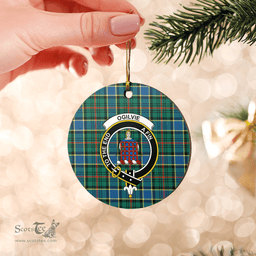 Scottish Ogilvie Hunting Ancient Clan Tartan Ceramic Ornament - Crest Round Style Scottish Plaid Tartan Plaid