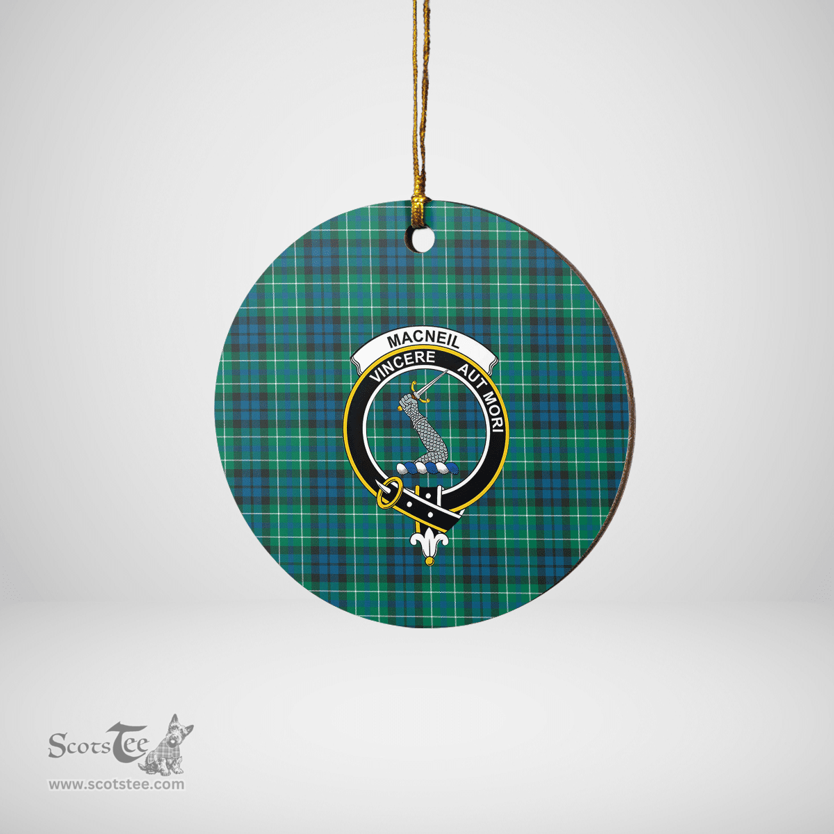 Scottish MacNeill of Colonsay Ancient Clan Tartan Crest Round Ceramic Ornament
