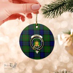 Scottish Dundas Modern Clan Tartan Crest Round Ceramic Ornament
