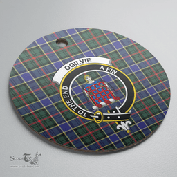 Scottish Ogilvie Hunting Modern Clan Tartan Ceramic Ornament - Crest Round Style Scottish Plaid Tartan Plaid