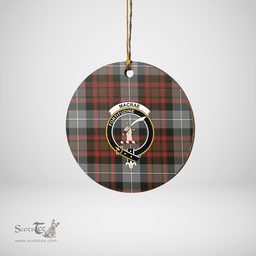 Scottish MacRae Hunting Weathered Clan Tartan Ceramic Ornament - Crest Round Style Scottish Plaid Tartan Plaid