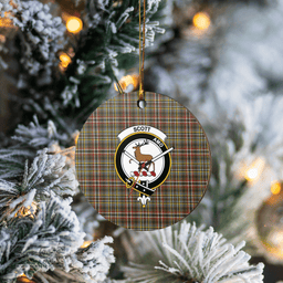 Scottish Scott Green Weathered Clan Tartan Ceramic Ornament - Crest Round Style Scottish Plaid Tartan Plaid