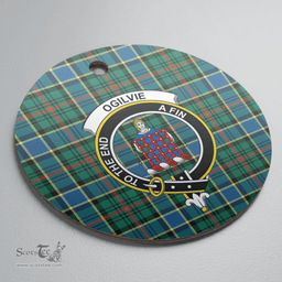 Scottish Ogilvie Hunting Ancient Clan Tartan Ceramic Ornament - Crest Round Style Scottish Plaid Tartan Plaid