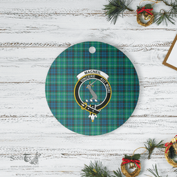 Scottish MacNeill of Colonsay Ancient Clan Tartan Crest Round Ceramic Ornament