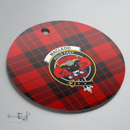 Scottish MacLeod of Raasay Clan Tartan Crest Round Ceramic Ornament