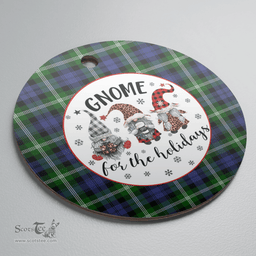 Scottish Baillie Modern Clan Tartan Ceramic Ornament - Gnome Round Style Scottish Plaid Tartan Plaid