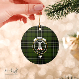 Scottish MacLean Hunting Clan Tartan Crest Round Ceramic Ornament