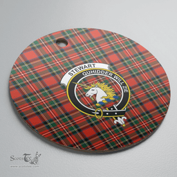Scottish Stewart (of Appin) Clan Tartan Ceramic Ornament - Crest Round Style Scottish Plaid Tartan Plaid