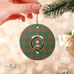 Scottish Menzies Green Ancient Clan Tartan Ceramic Ornament - Crest Round Style Scottish Plaid Tartan Plaid