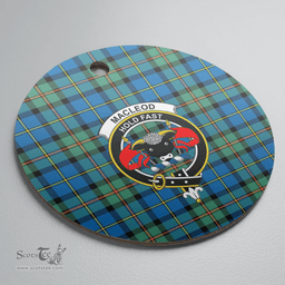 Scottish MacLeod of Harris Ancient Clan Tartan Crest Round Ceramic Ornament