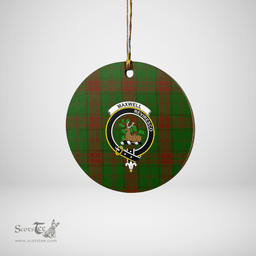 Scottish Maxwell Hunting Clan Tartan Ceramic Ornament - Crest Round Style Scottish Plaid Tartan Plaid