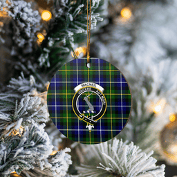 Scottish MacNeil of Barra Modern Clan Tartan Crest Round Ceramic Ornament