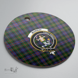 Scottish Murray of Atholl Modern Clan Tartan Ceramic Ornament - Crest Round Style Scottish Plaid Tartan Plaid