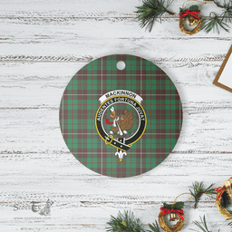 Scottish MacKinnon Hunting Ancient Clan Tartan Crest Round Ceramic Ornament