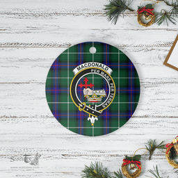 Scottish MacDonald of the Isles Hunting Modern Clan Tartan Crest Round Ceramic Ornament